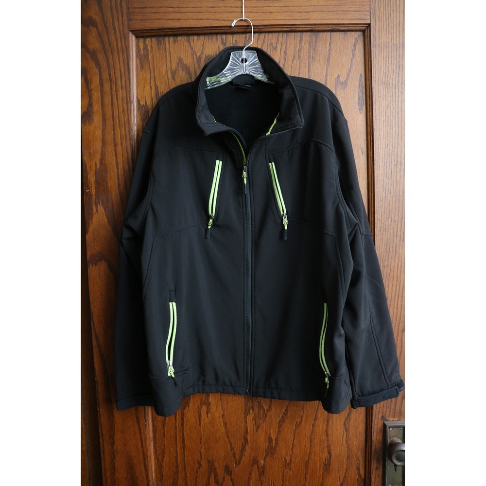 SNOZU Performance Softshell Jacket Mens 2XL Black Neon Green Full Zip Coat